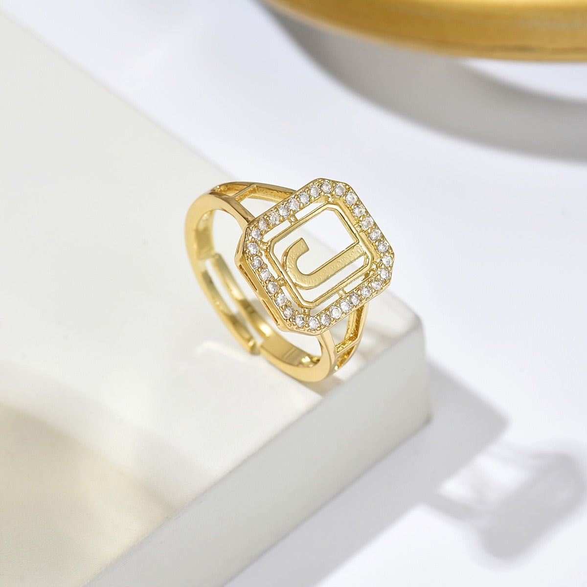 Crystal Initial Square Ring