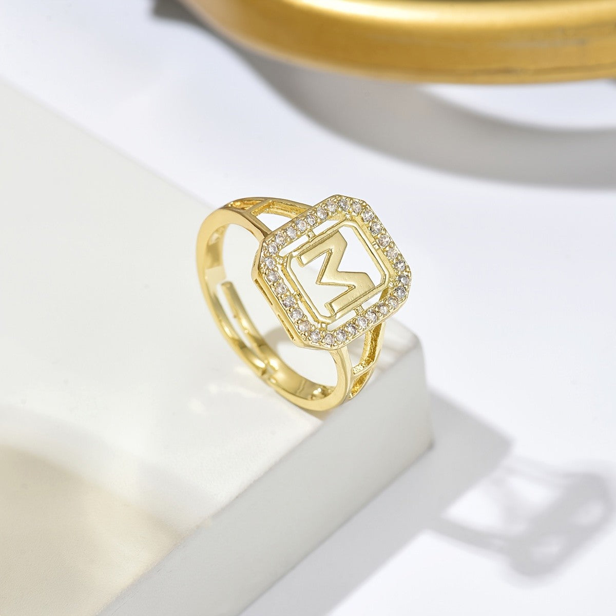 Crystal Initial Square Ring