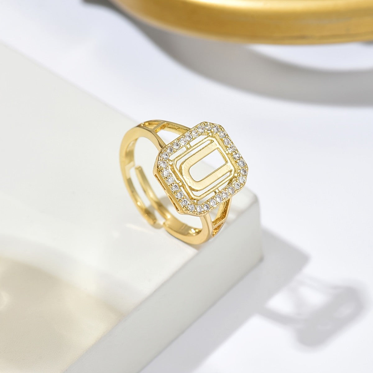 Crystal Initial Square Ring