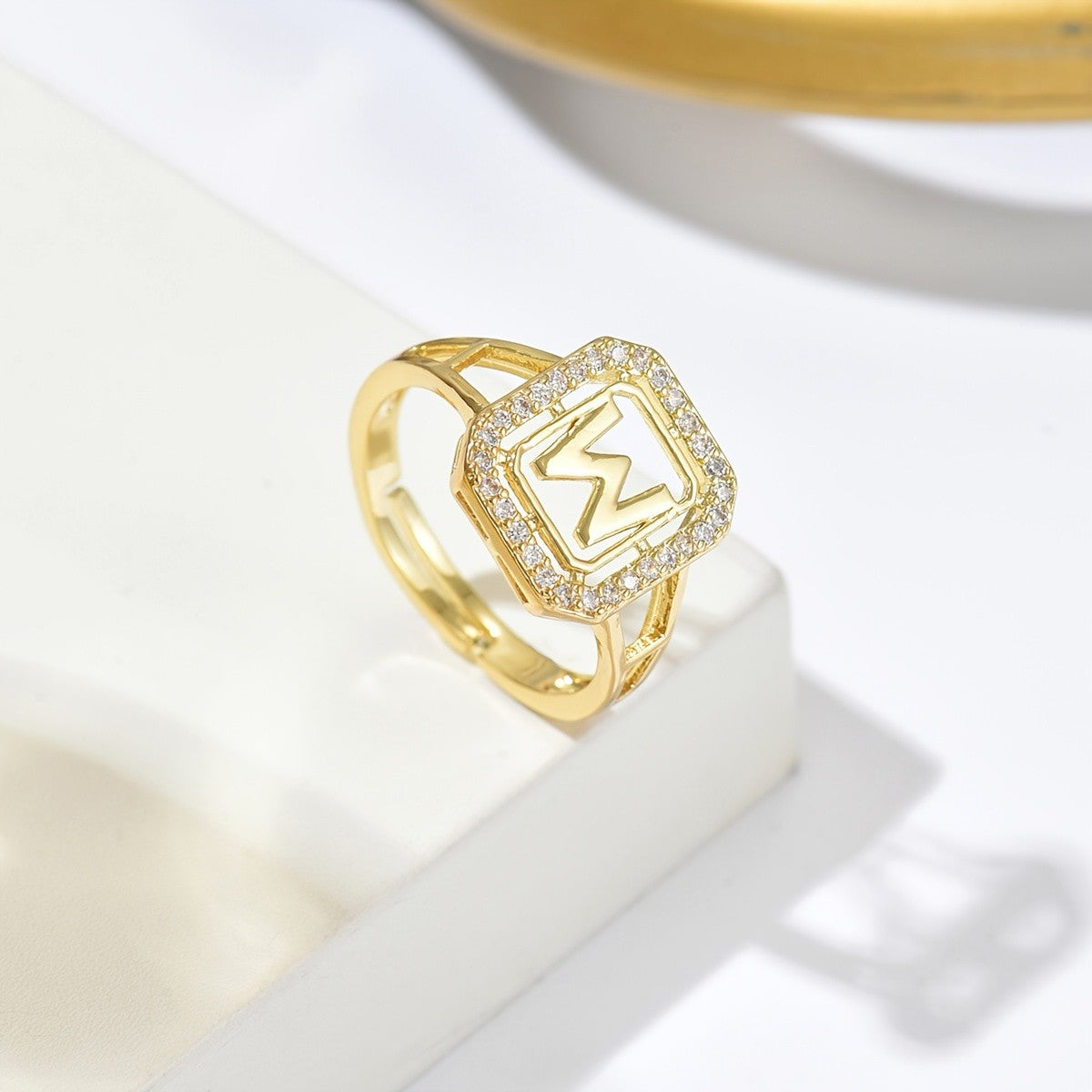 Crystal Initial Square Ring