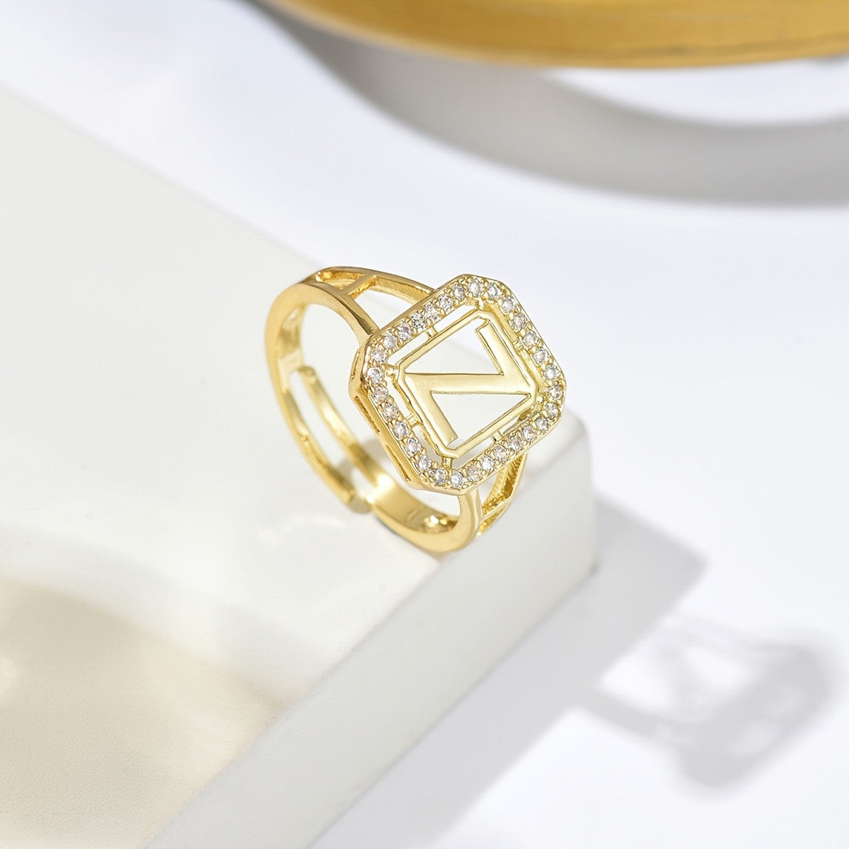 Crystal Initial Square Ring