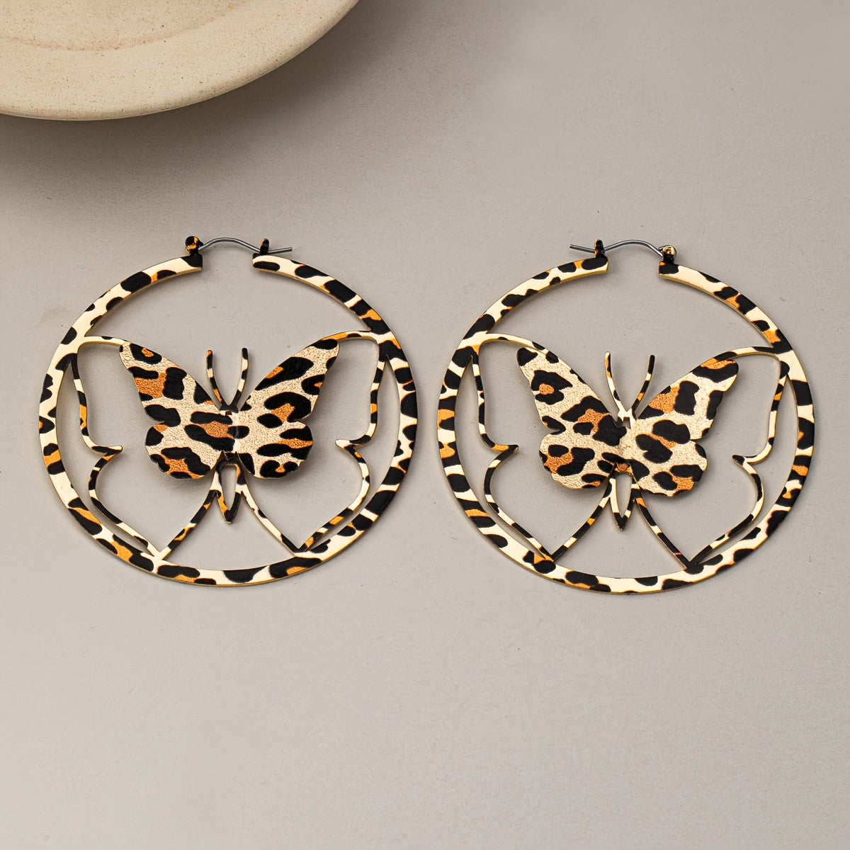 Leopard Butterfly Hoop Earrings