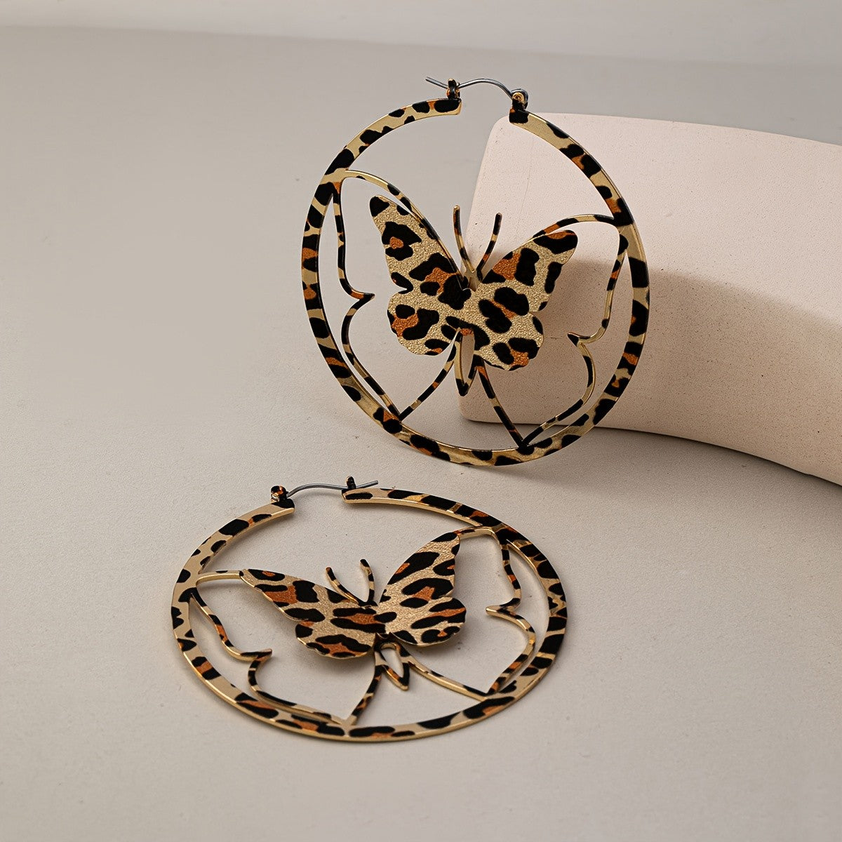 Leopard Butterfly Hoop Earrings