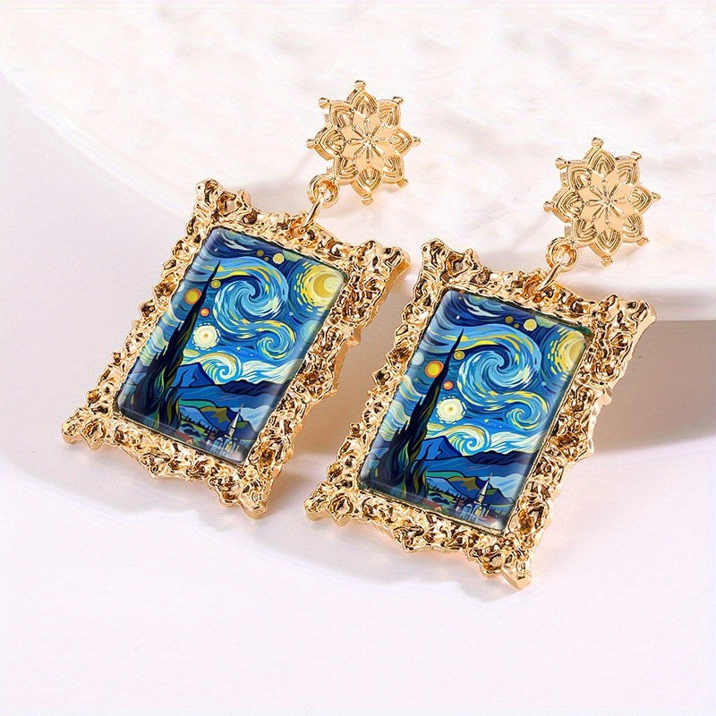 Swirling Sky Rectangle Earrings