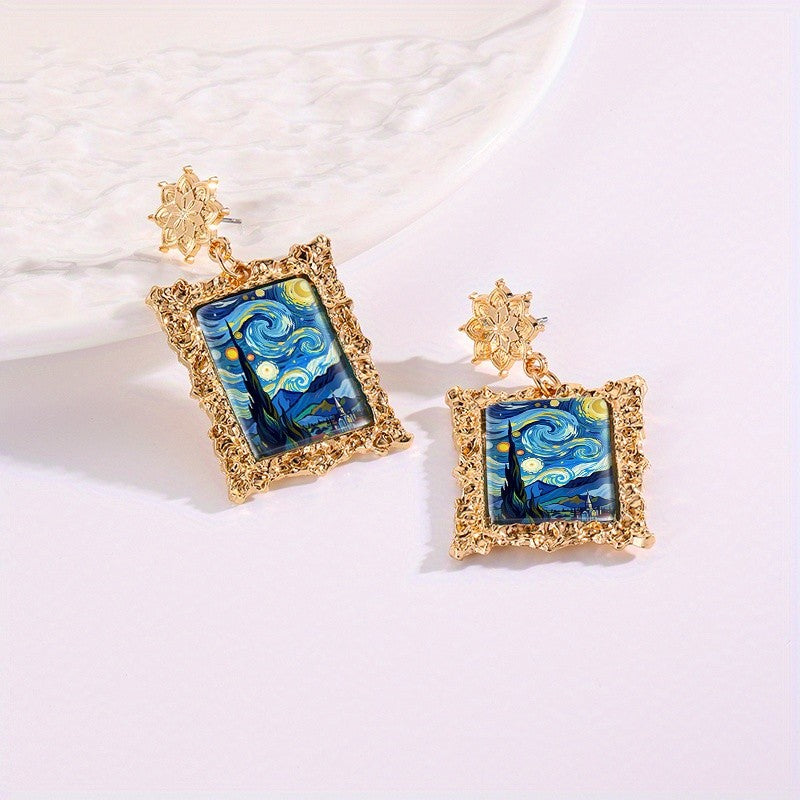 Swirling Sky Rectangle Earrings