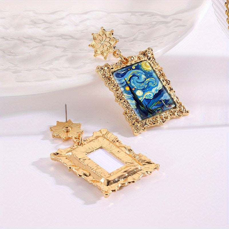 Swirling Sky Rectangle Earrings