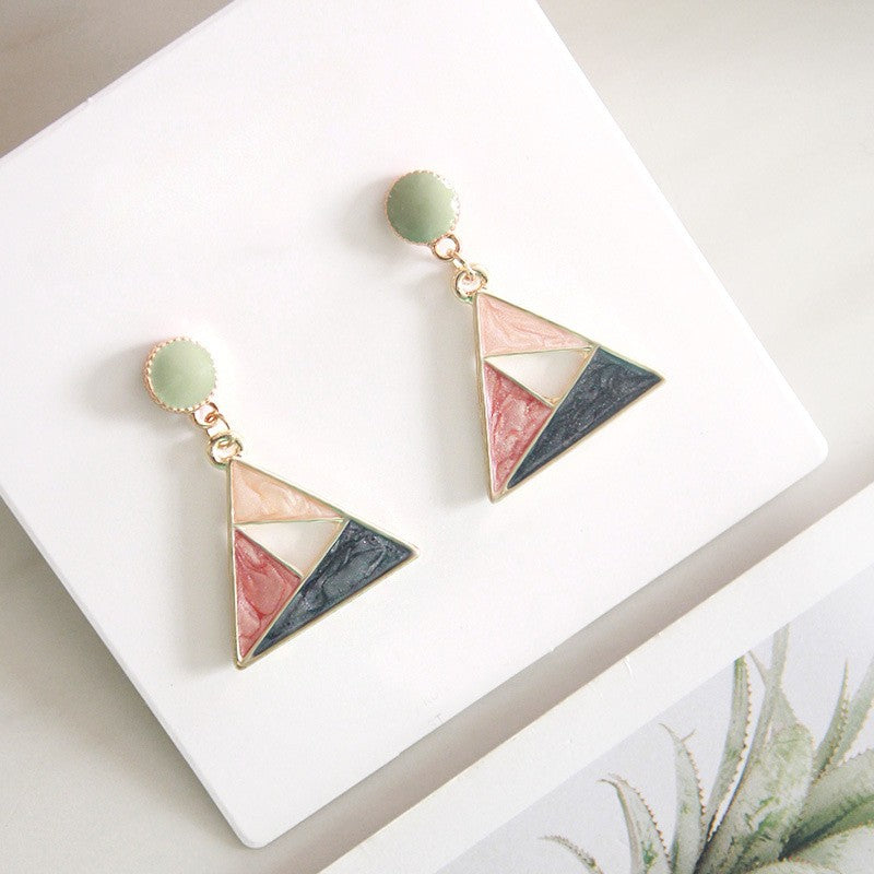 Jade Stone Triangle Drop Earrings