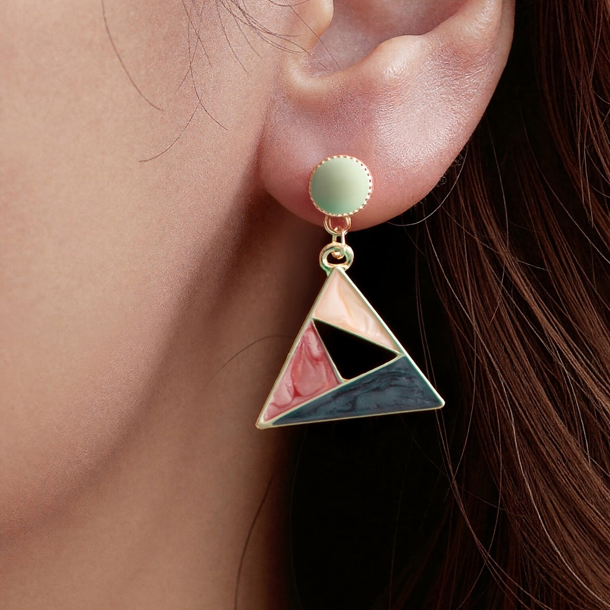 Jade Stone Triangle Drop Earrings