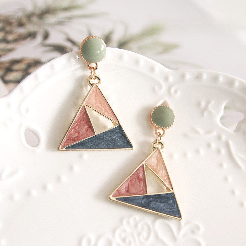 Jade Stone Triangle Drop Earrings