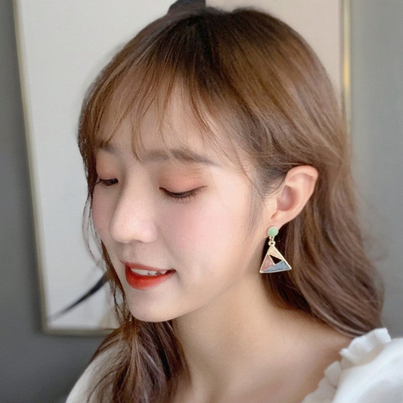 Jade Stone Triangle Drop Earrings