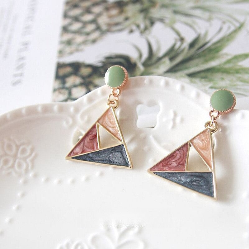 Jade Stone Triangle Drop Earrings