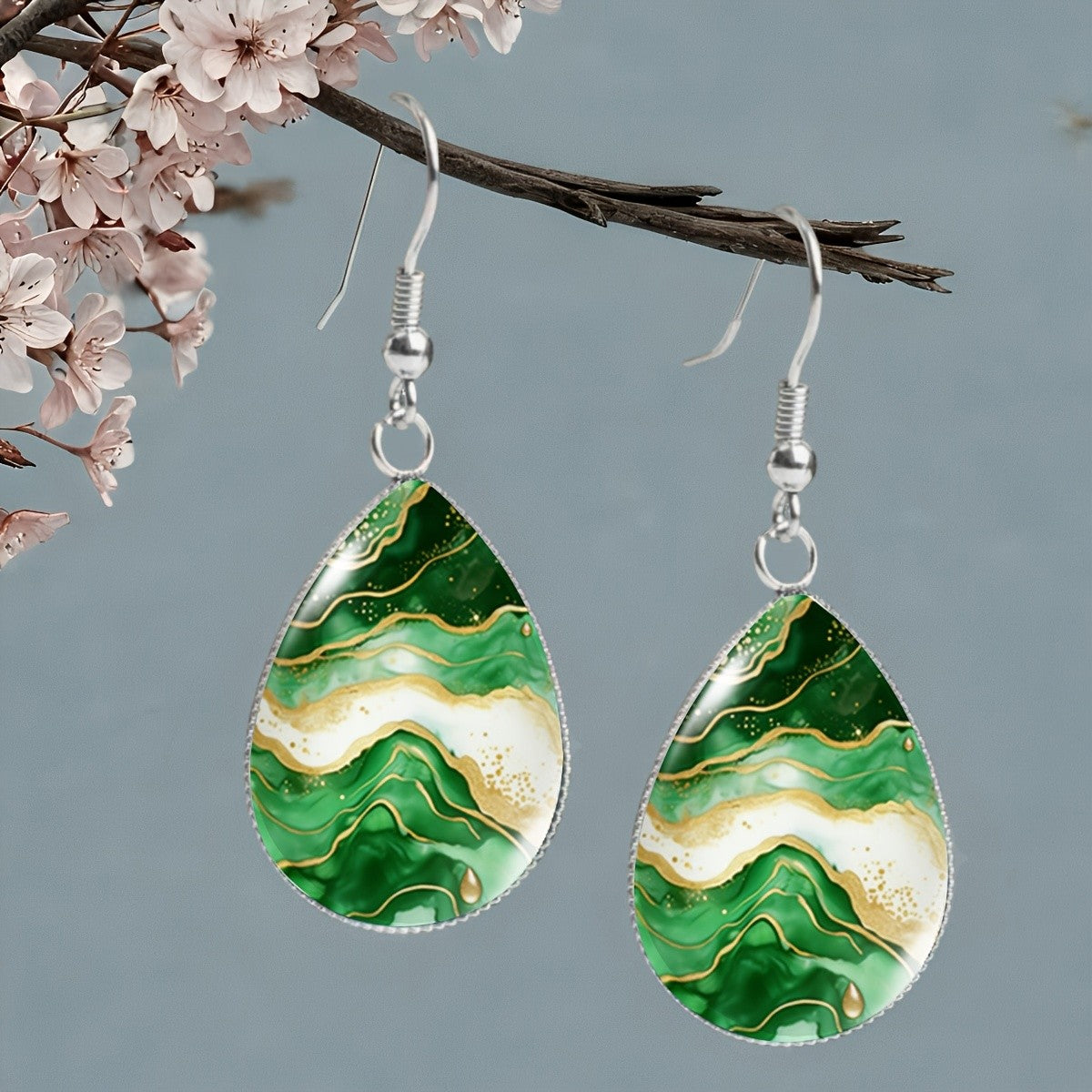 Agate Starry Sky Teardrop Earrings
