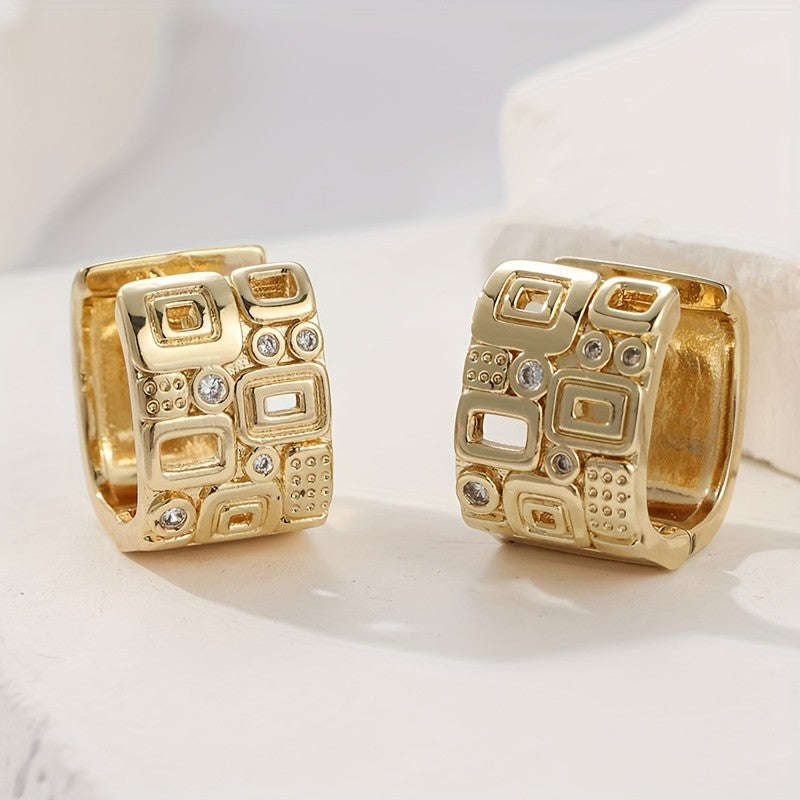 Zircon Square Hoop Earrings