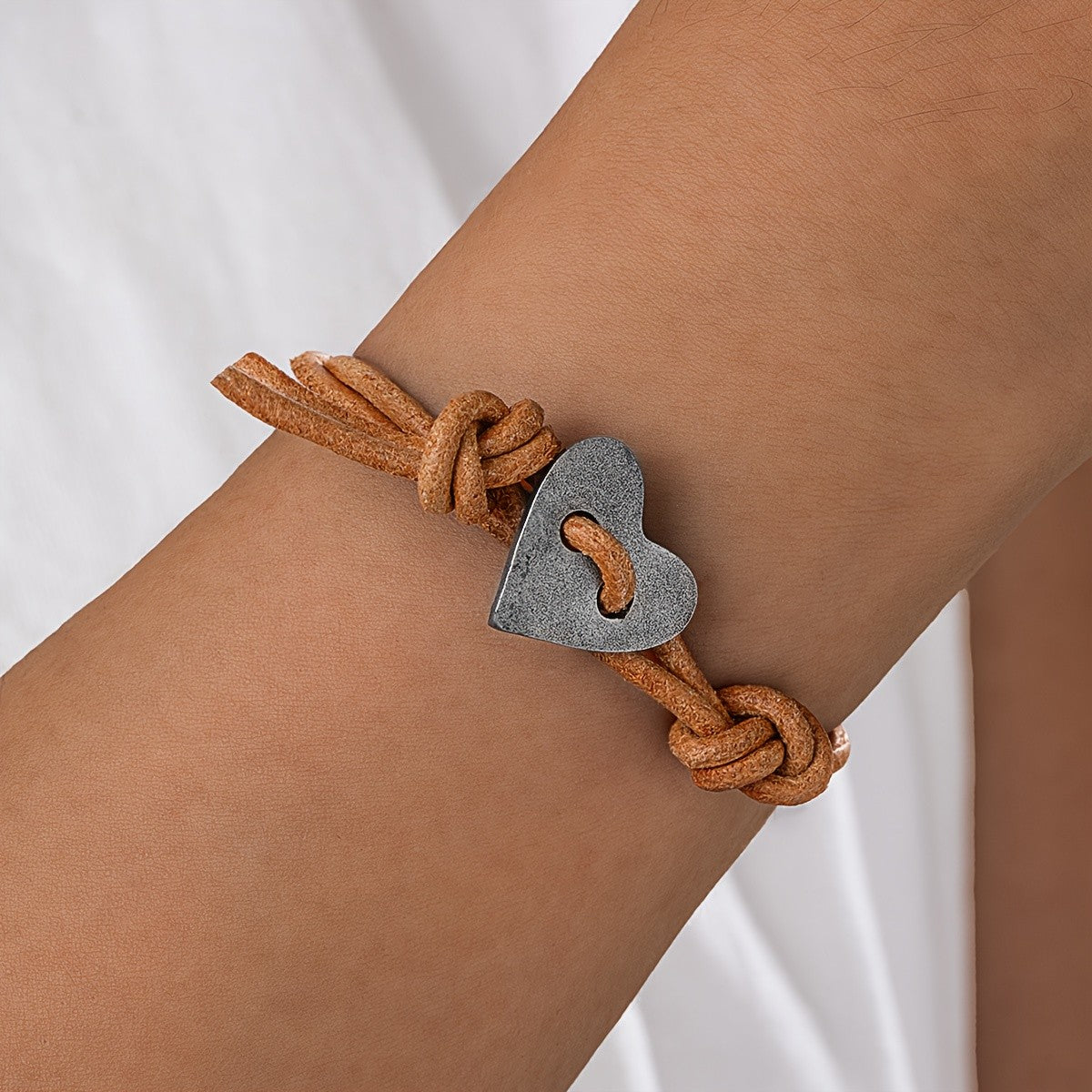 Knotted Cord Heart Bracelet