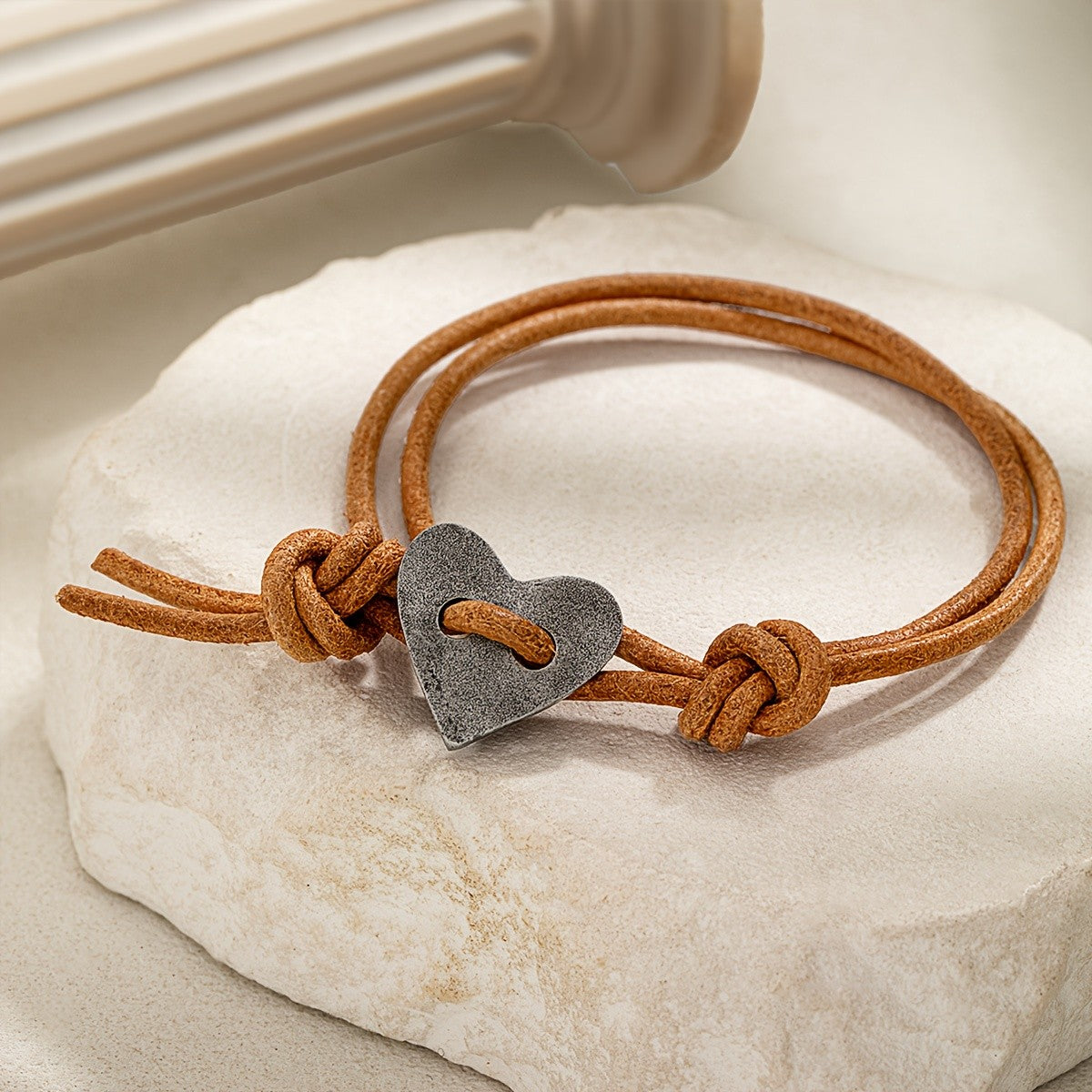Knotted Cord Heart Bracelet