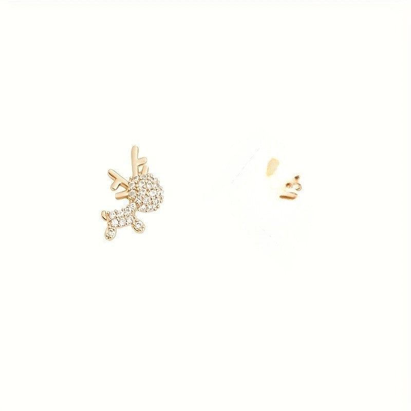Zircon Crystal Reindeer Stud Earrings