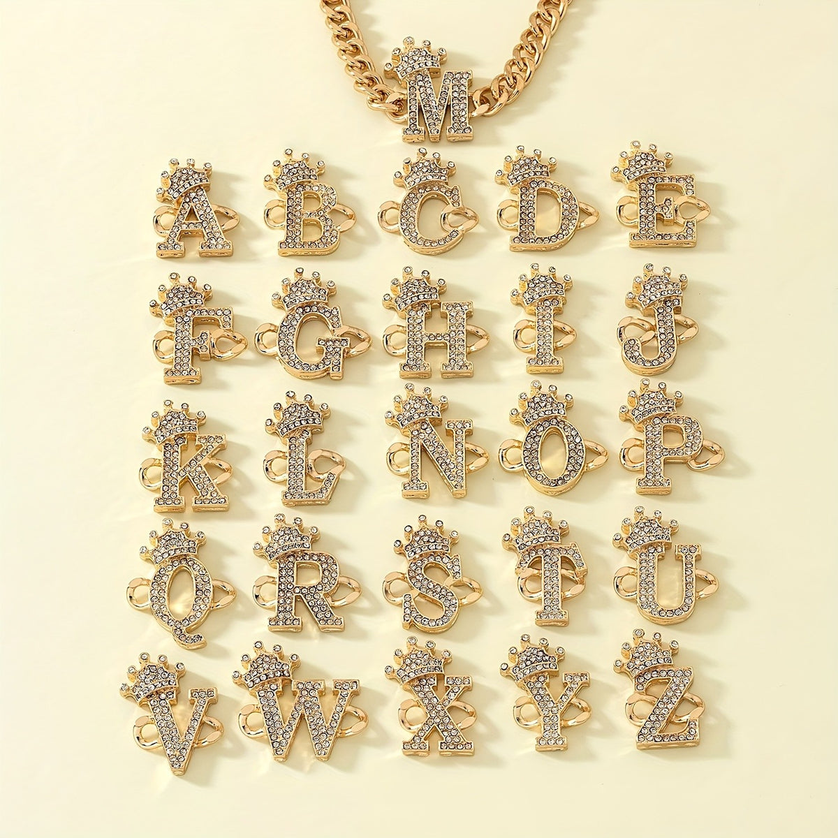 Crown Initial Chain Bracelet