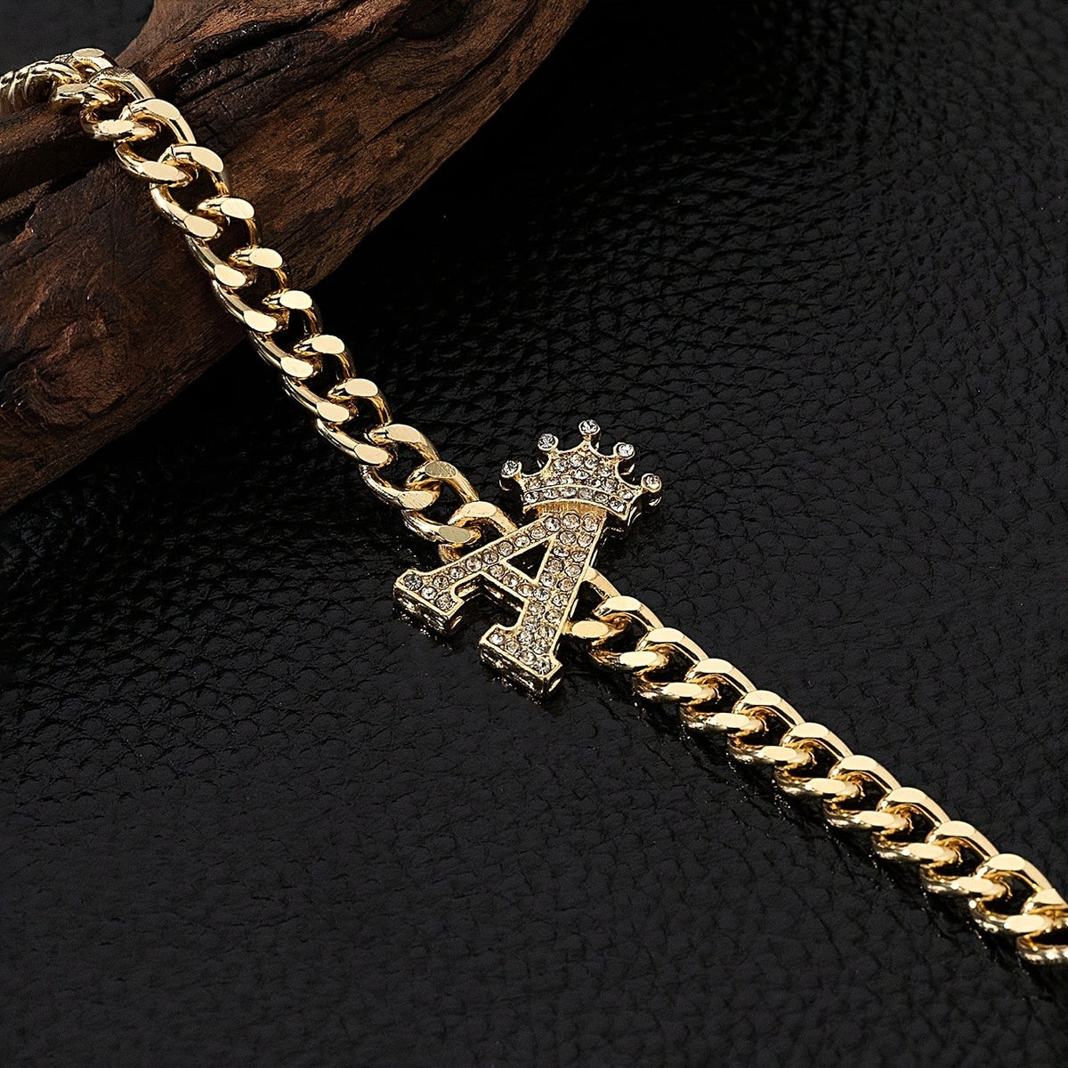Crown Initial Chain Bracelet