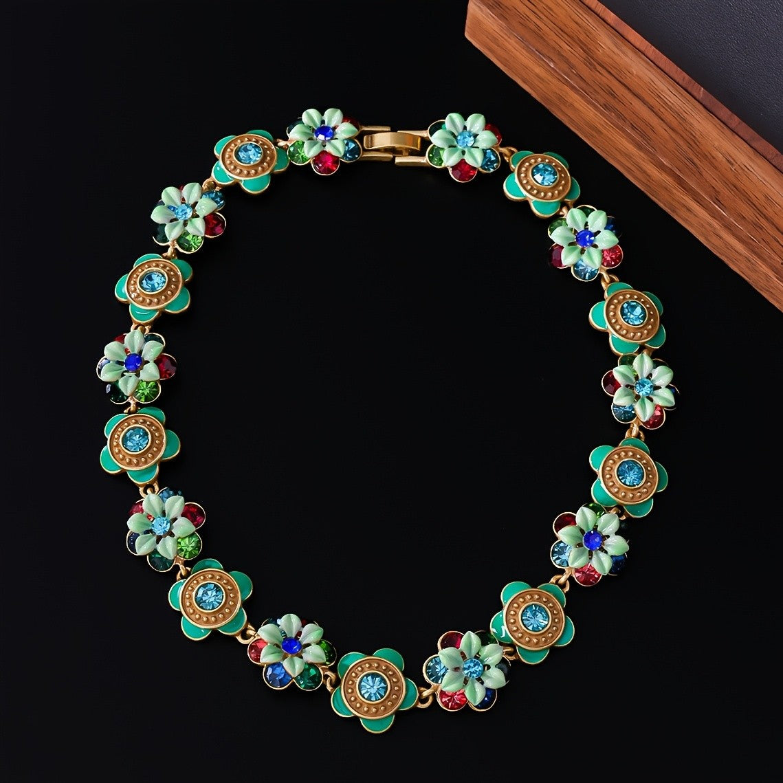 Multicolor Enamel Floral Necklace