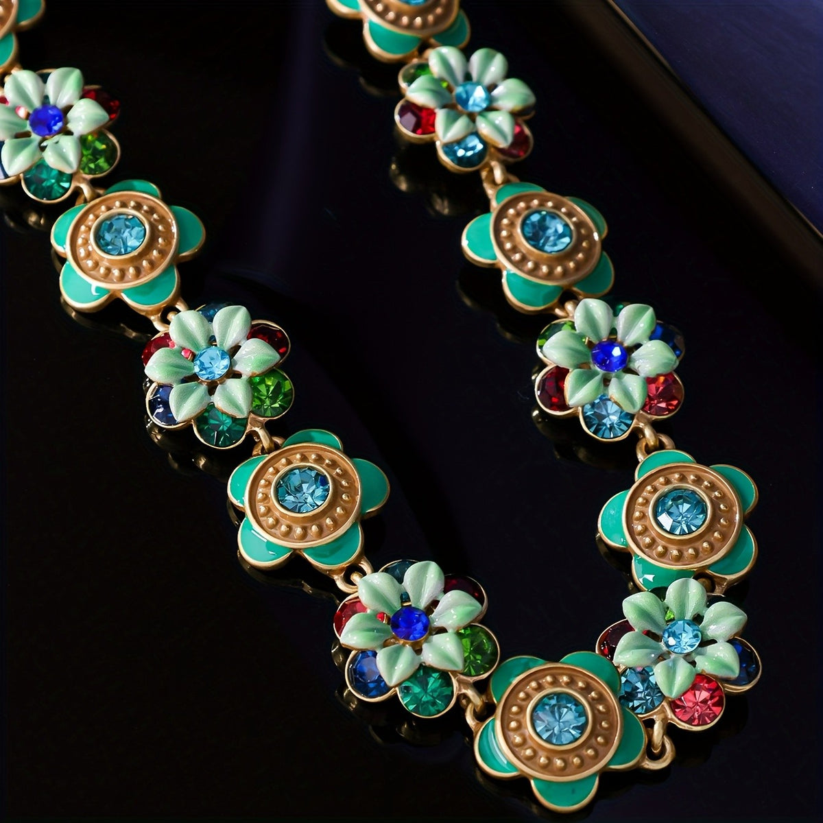Multicolor Enamel Floral Necklace
