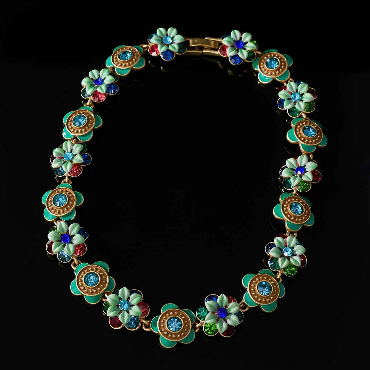 Multicolor Enamel Floral Necklace