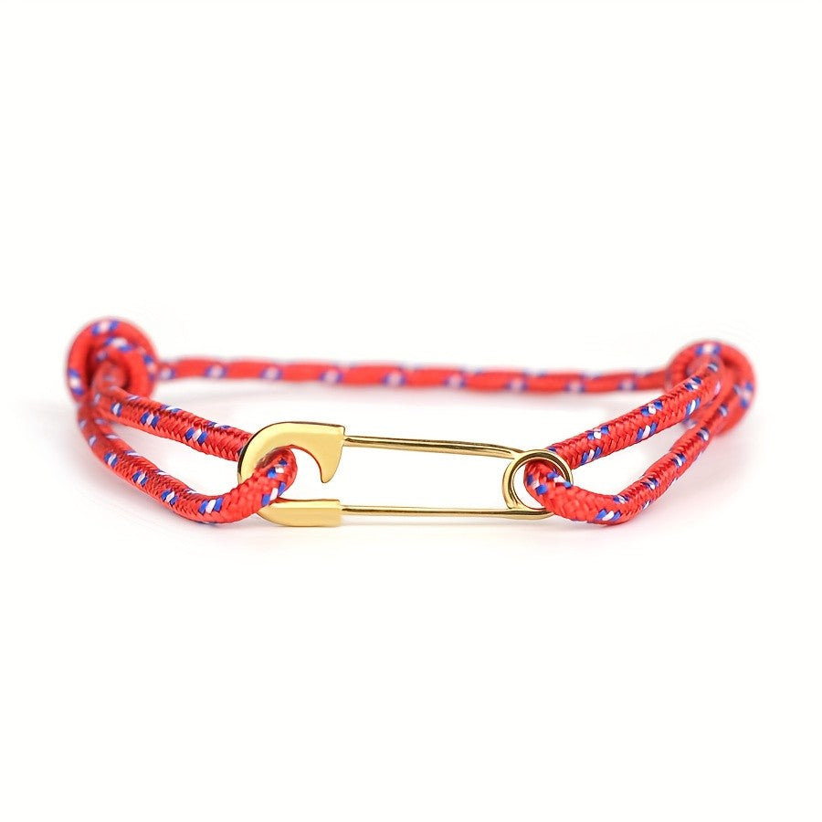 Woven Safety Pin Bracelet