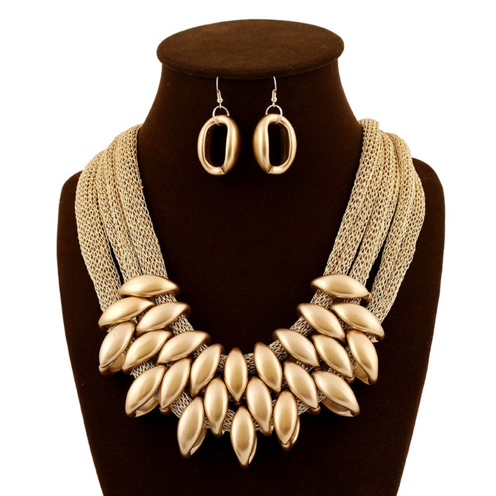Leaf Mesh Necklace & Earring Set