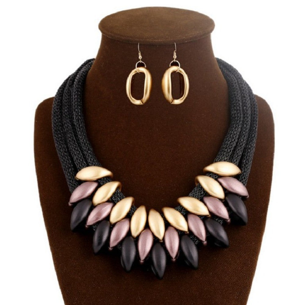 Leaf Mesh Necklace & Earring Set