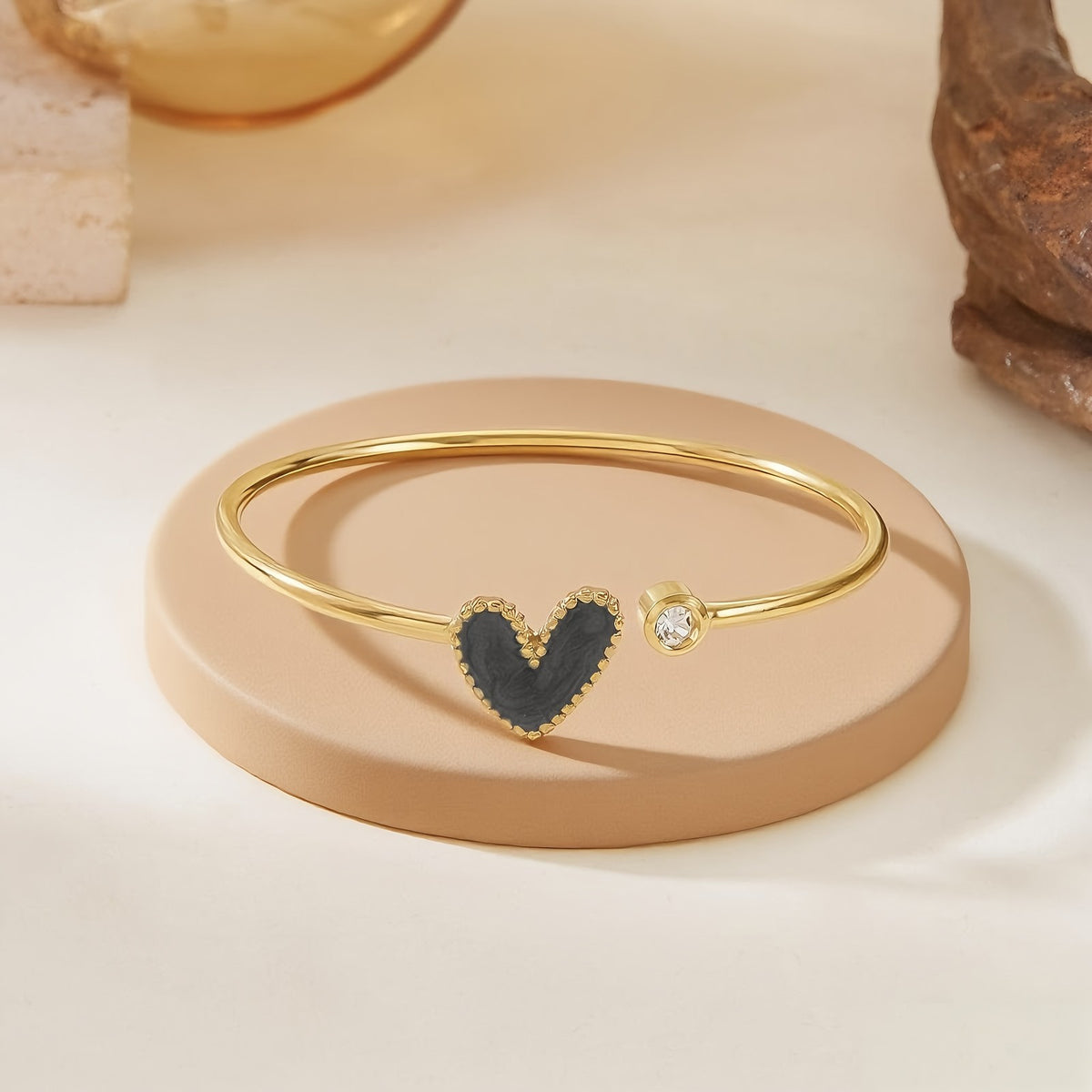 Resin Heart Bangle Bracelet