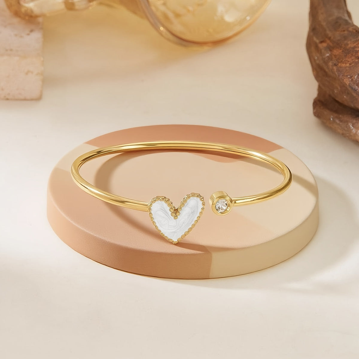 Resin Heart Bangle Bracelet
