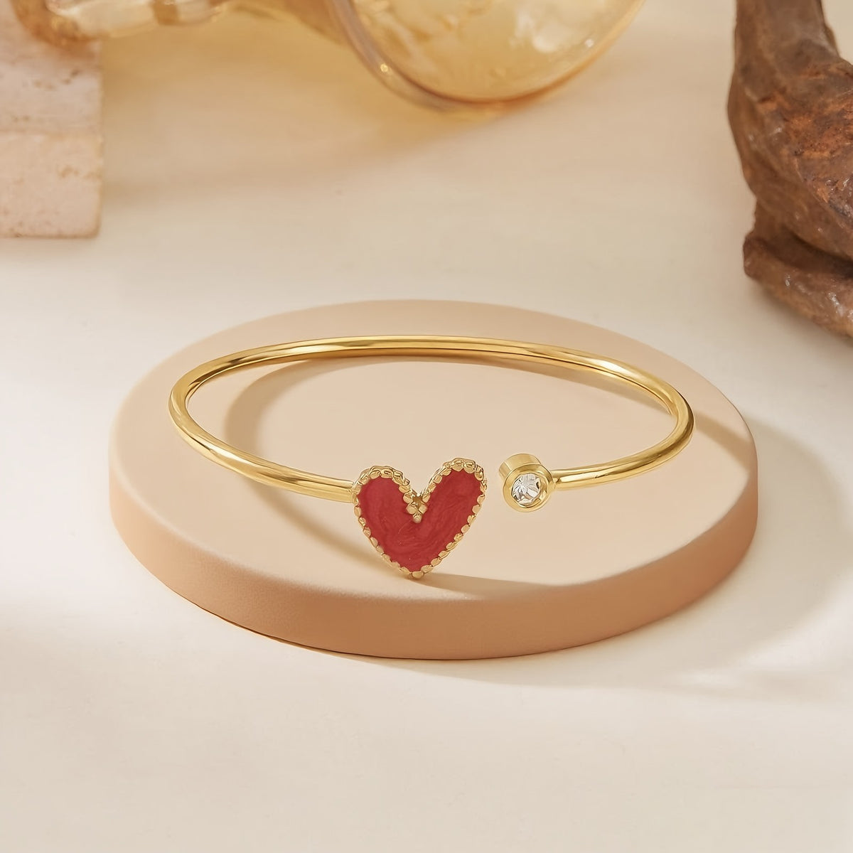 Resin Heart Bangle Bracelet