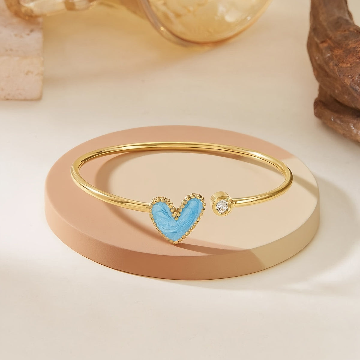 Resin Heart Bangle Bracelet