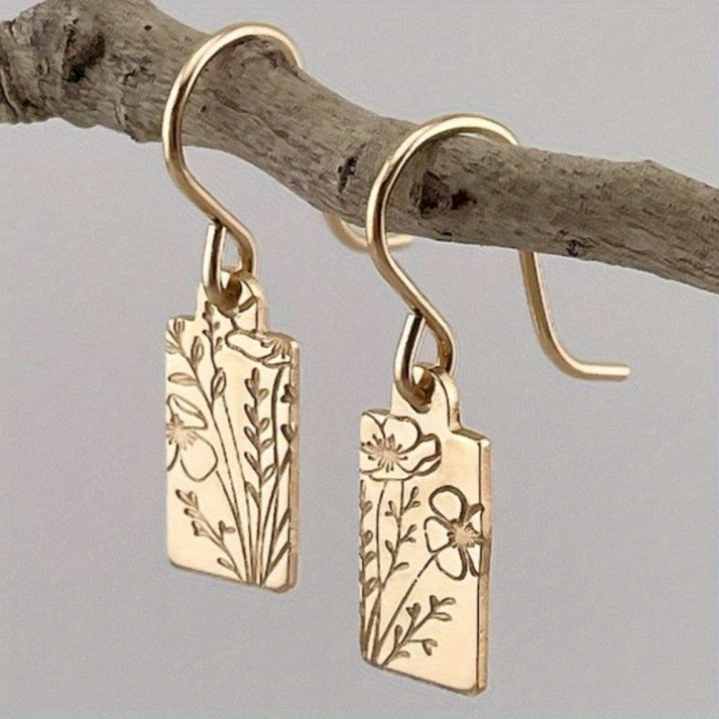 Botanical Rectangle Drop Earrings