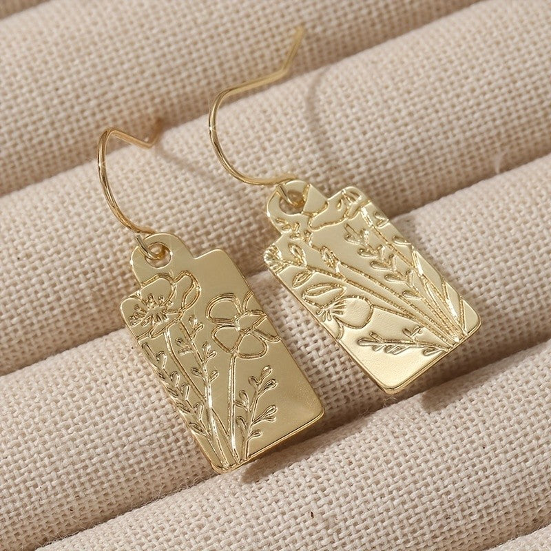 Botanical Rectangle Drop Earrings