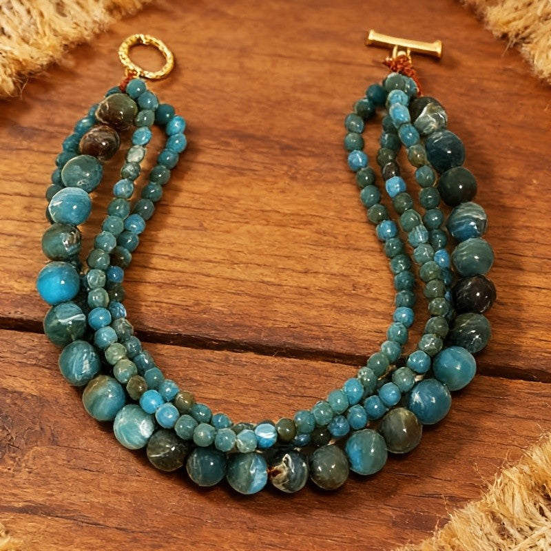 Blue Beaded Hammered Pendant Necklace