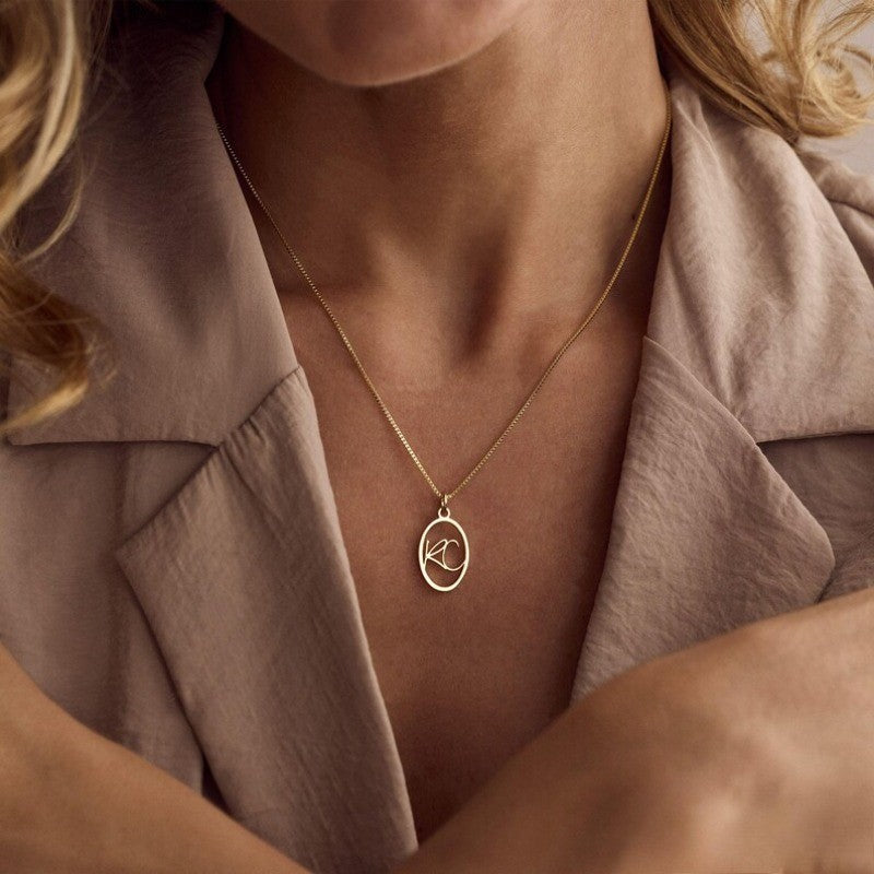 Custom Initial Oval Necklace