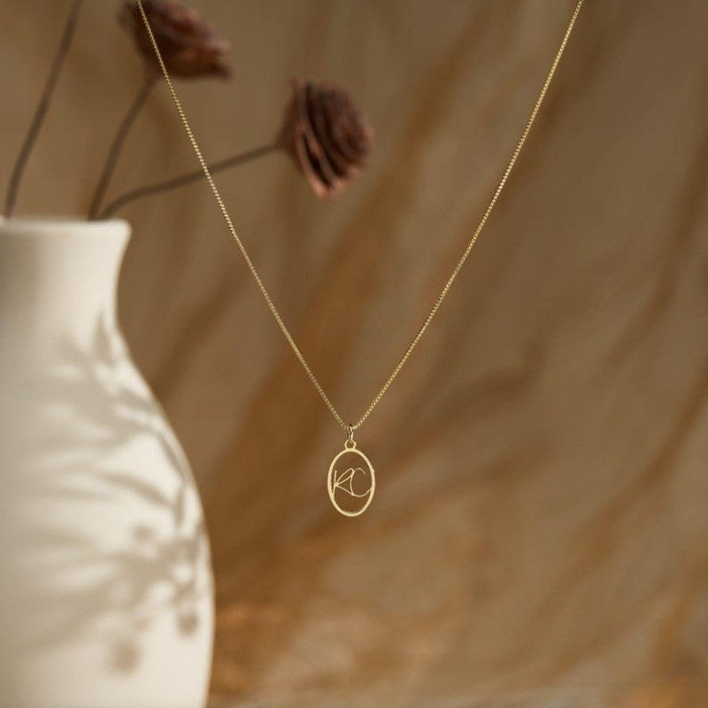 Custom Initial Oval Necklace