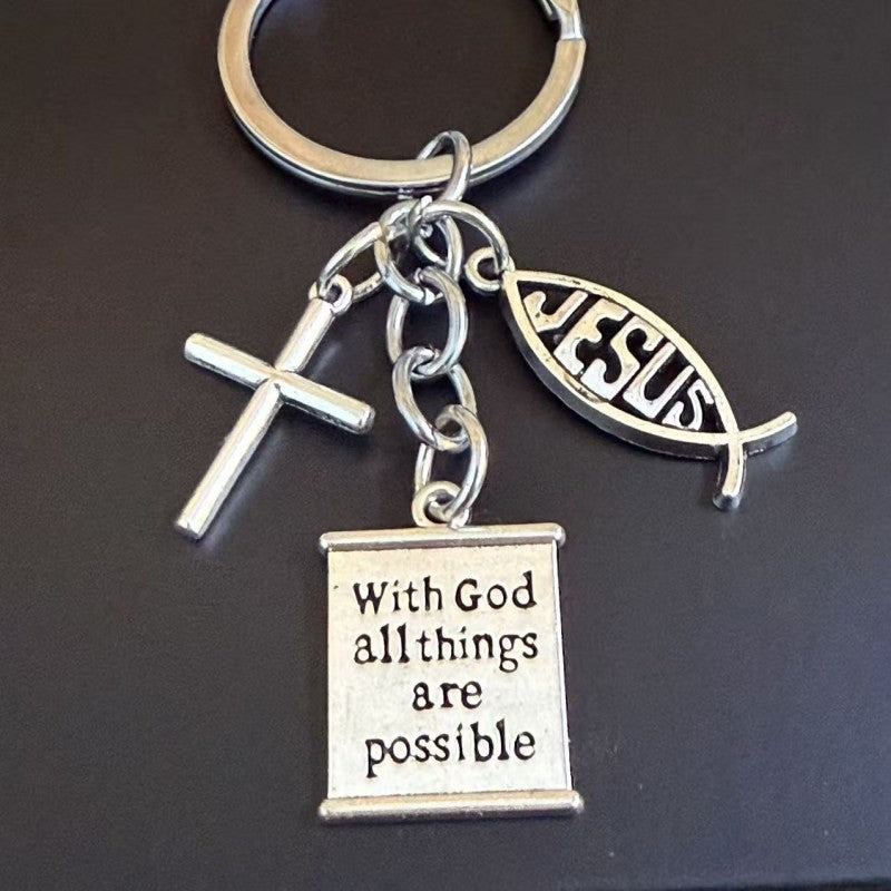 Faith Cross & Ichthys Keychain