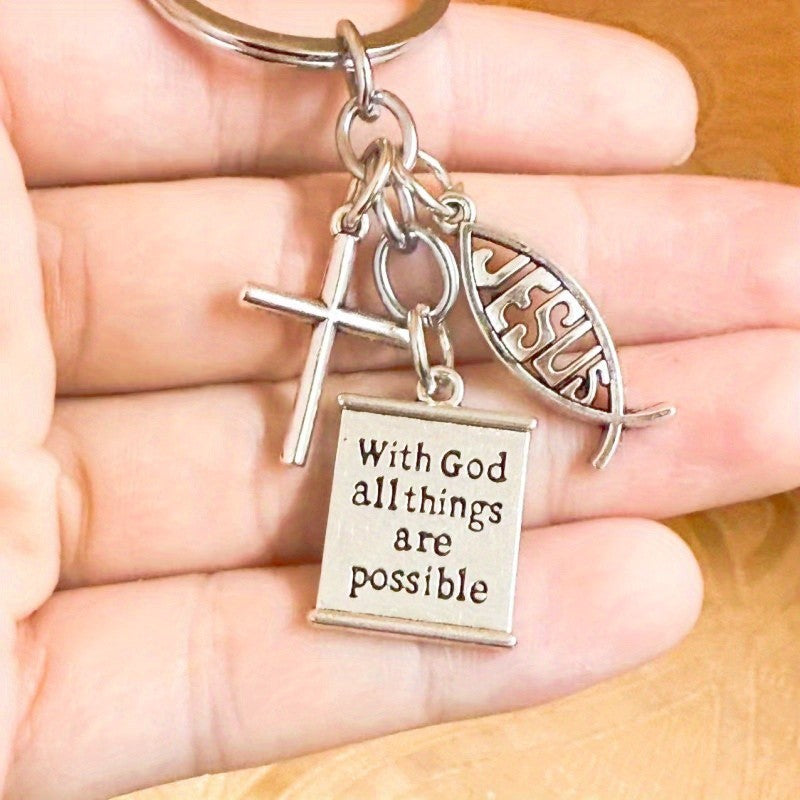 Faith Cross & Ichthys Keychain