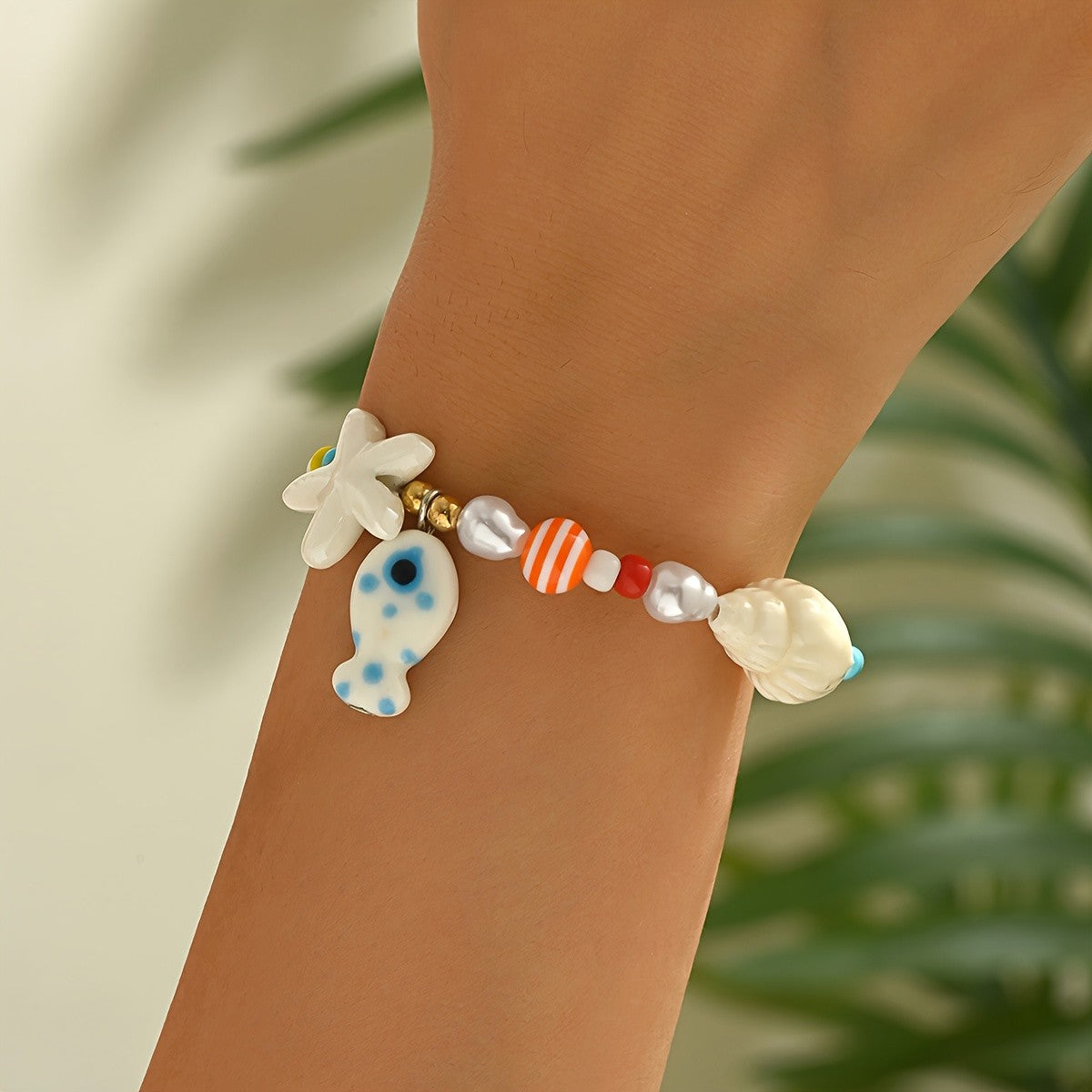 Ocean Fish & Starfish Beaded Bracelet