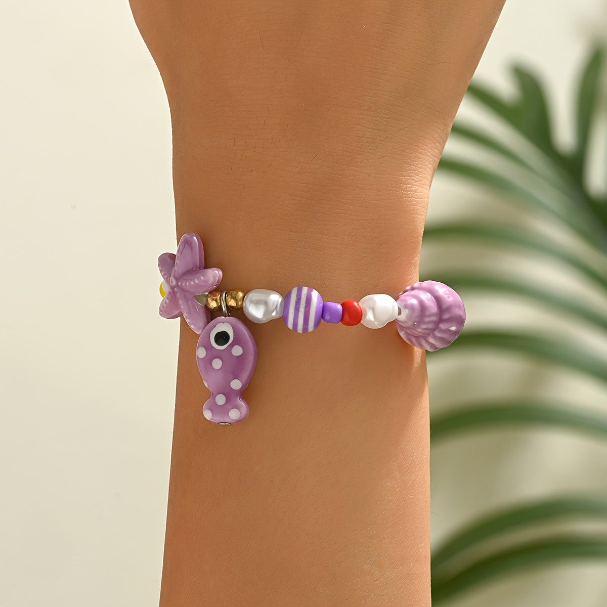 Ocean Fish & Starfish Beaded Bracelet
