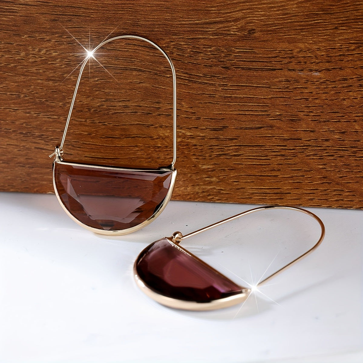 Amber Semi-Circle Drop Earrings