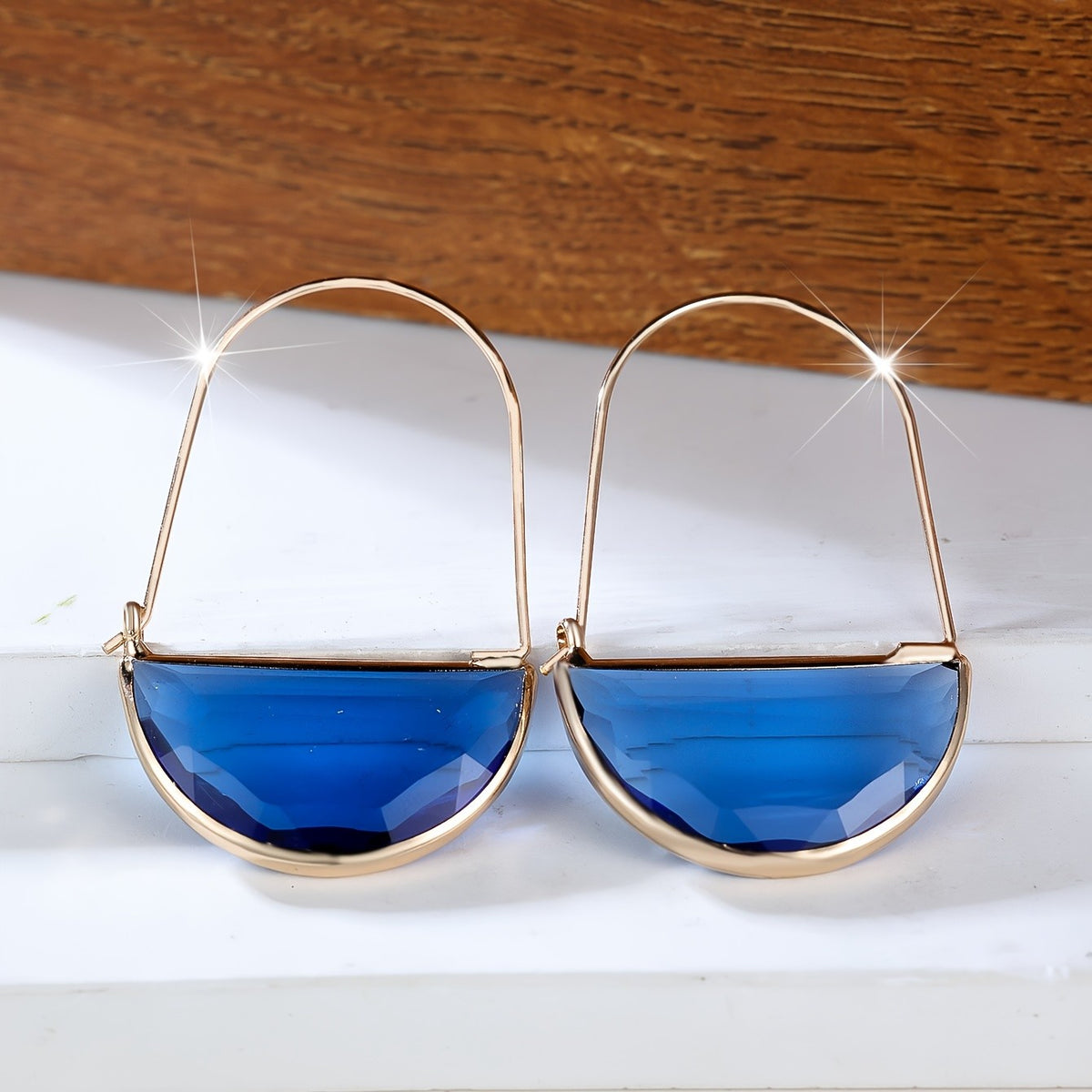 Amber Semi-Circle Drop Earrings