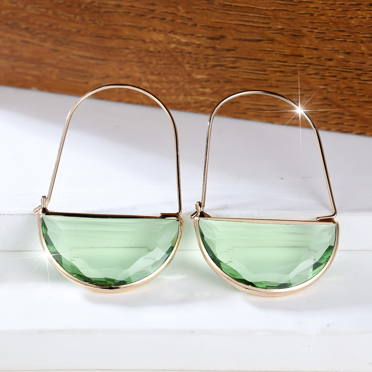 Amber Semi-Circle Drop Earrings
