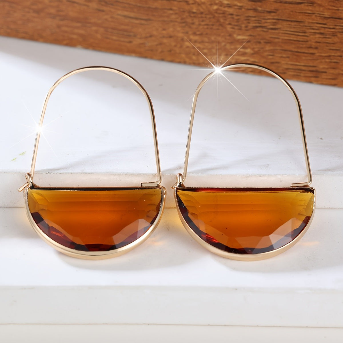 Amber Semi-Circle Drop Earrings