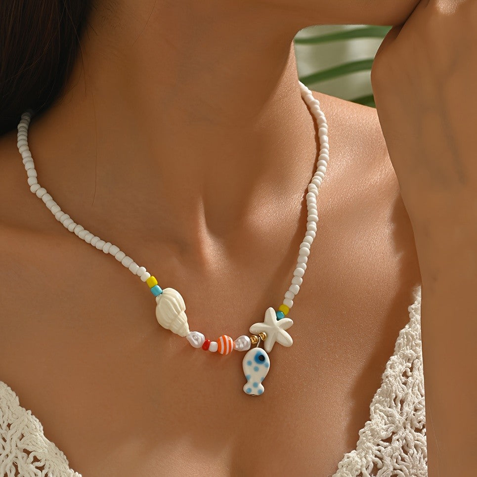 Ocean Charm Bead Necklace