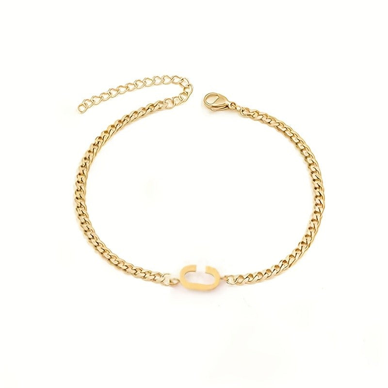 Initial Letter Curb Chain Bracelet