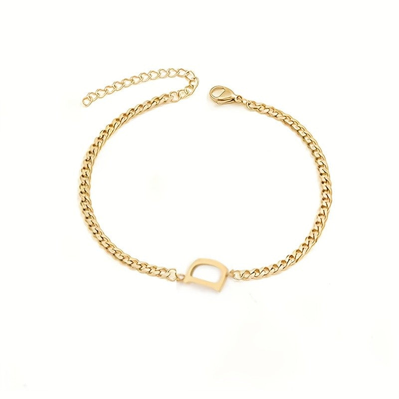 Initial Letter Curb Chain Bracelet