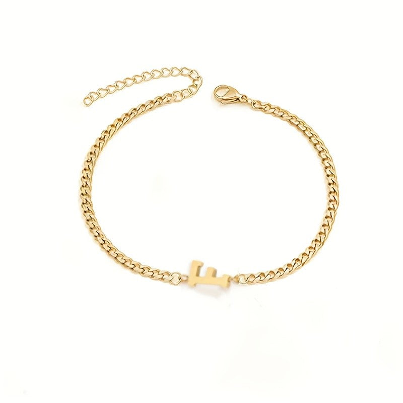 Initial Letter Curb Chain Bracelet