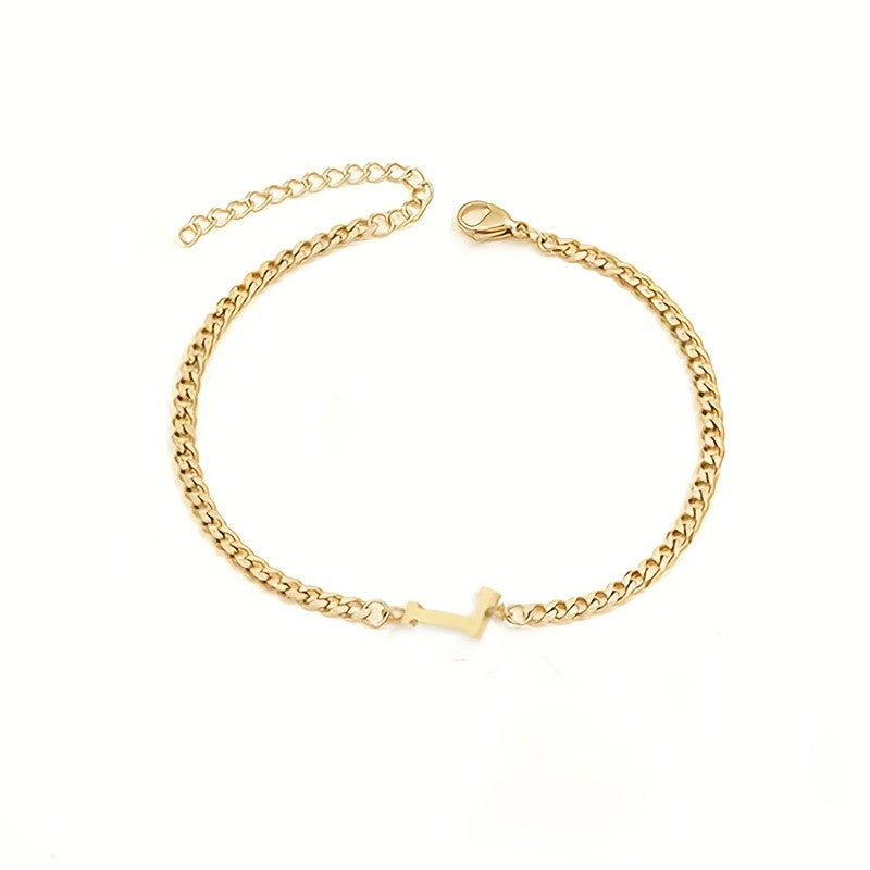 Initial Letter Curb Chain Bracelet